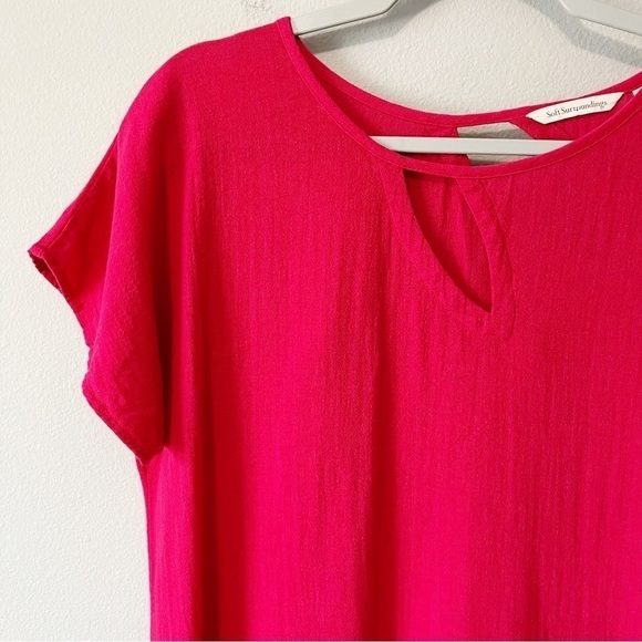 Soft Surroundings Moderne Gauze Tunic Top w/ Cutout Pink Size Small - Picture 3 of 10